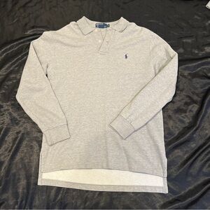 Gray Long Sleeve Polo Shirt